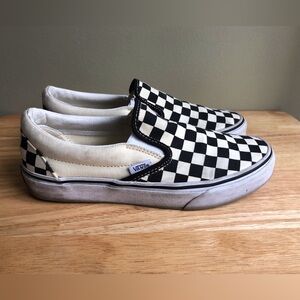 VANS Slip Checkerboard Canvas Shoes Black/White Size: US Men 6.5 Women 8.0